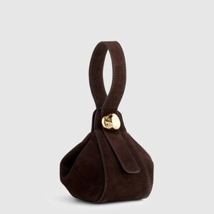 Madewell Sculpted Metal Wristlet Bag in Dark Carob